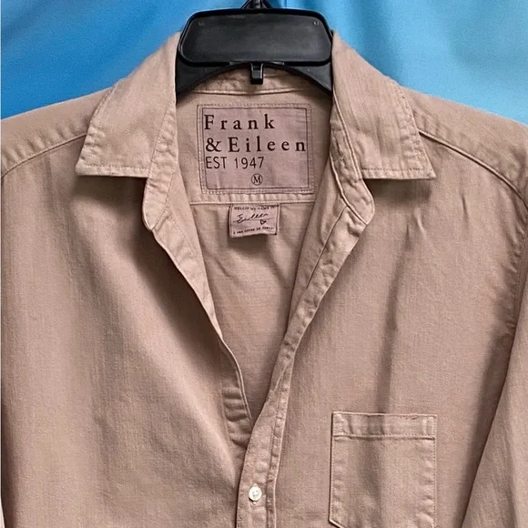 Frank & Eileen Eileen Button-Up Shirt Famous Denim Size: M Sand - Picture 7 of 16